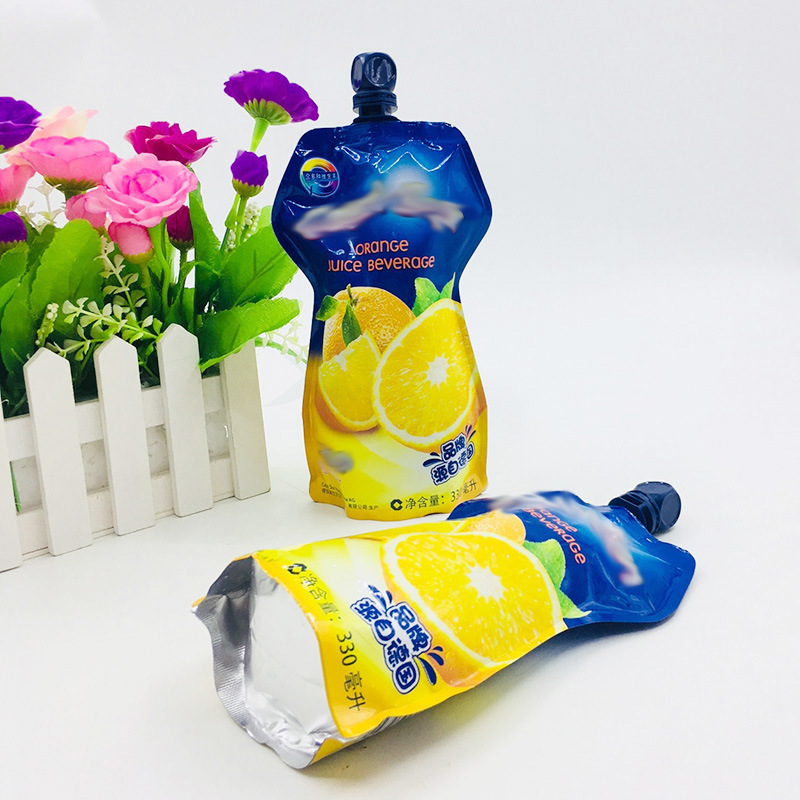 免费设计定制食品吸嘴袋橙汁果冻自立吸嘴包装袋一次性铝箔饮料袋