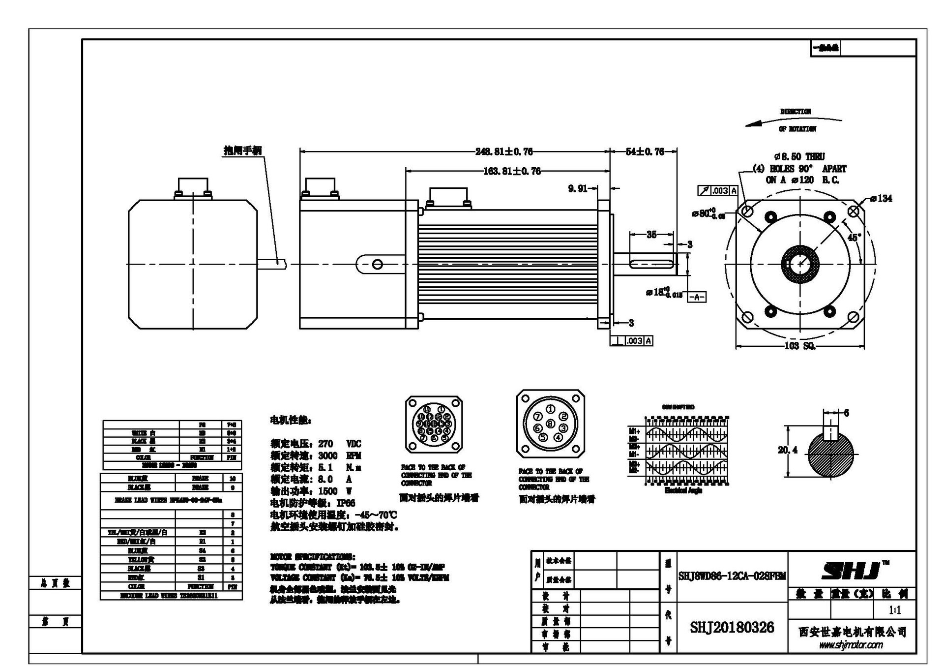 1500w军品级高压直流无刷伺服电机