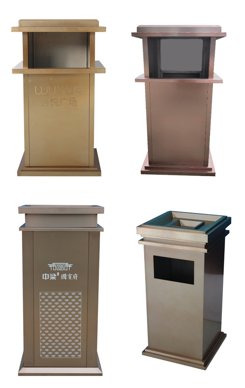 售楼部酒店宾馆垃圾桶会所大堂ktv不锈钢垃圾商场定制收纳果皮箱