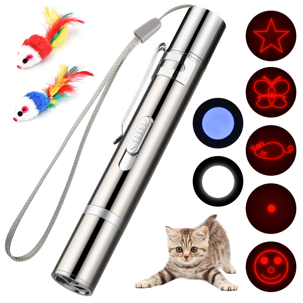 跨境供品逗猫灯新款猫咪逗猫玩具usb直充激光图案逗猫棒宠物用品