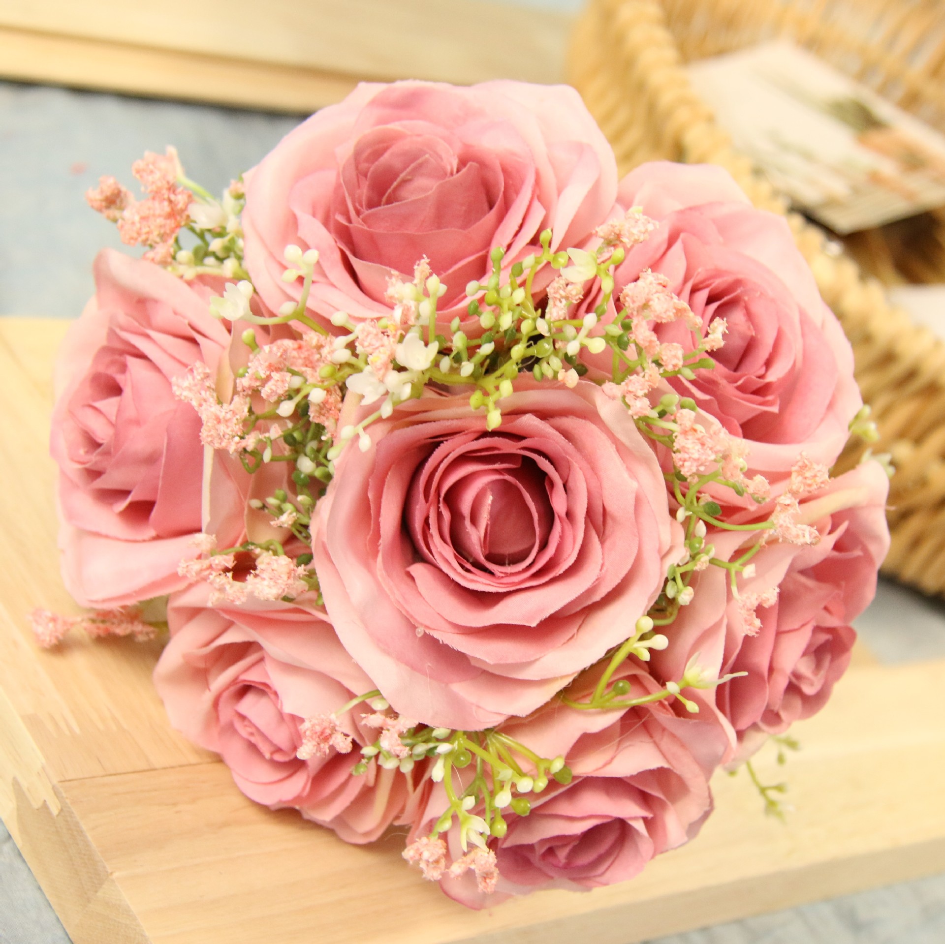 婚庆用品仿真花 结婚手捧花 仿真玫瑰新娘手捧花 现货批发-阿里巴巴