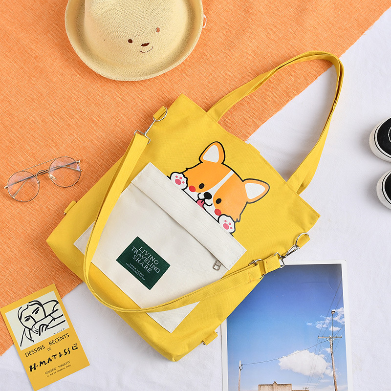 Canvas Bag Women's Adjustable Messenger Bag One Piece Dropshipping Large Capacity Ins Student Korean Casual Backpack Wholesale