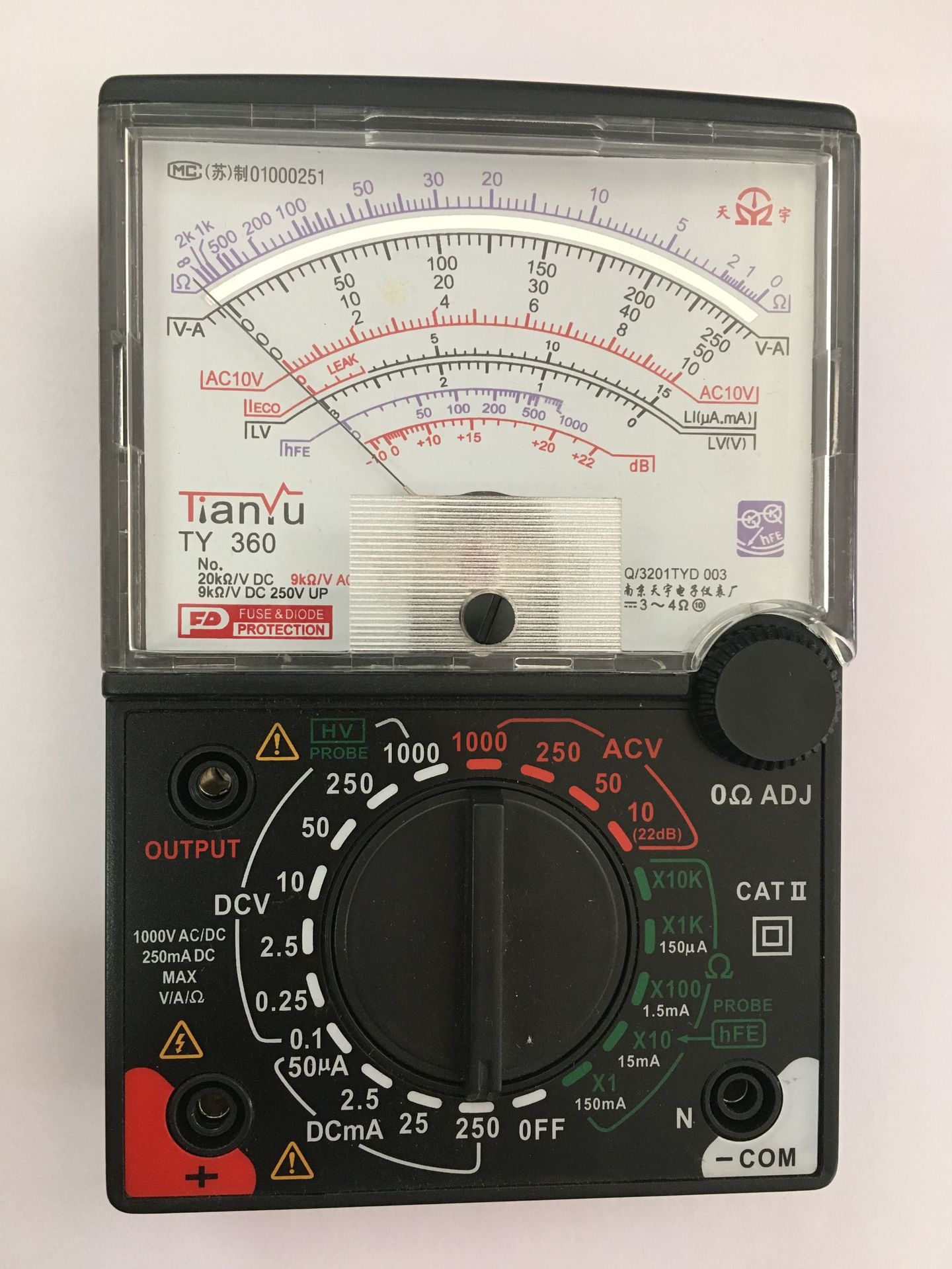 天宇万用表 指针式(ty-360)型万用表  代替东顺mf141(jo411)