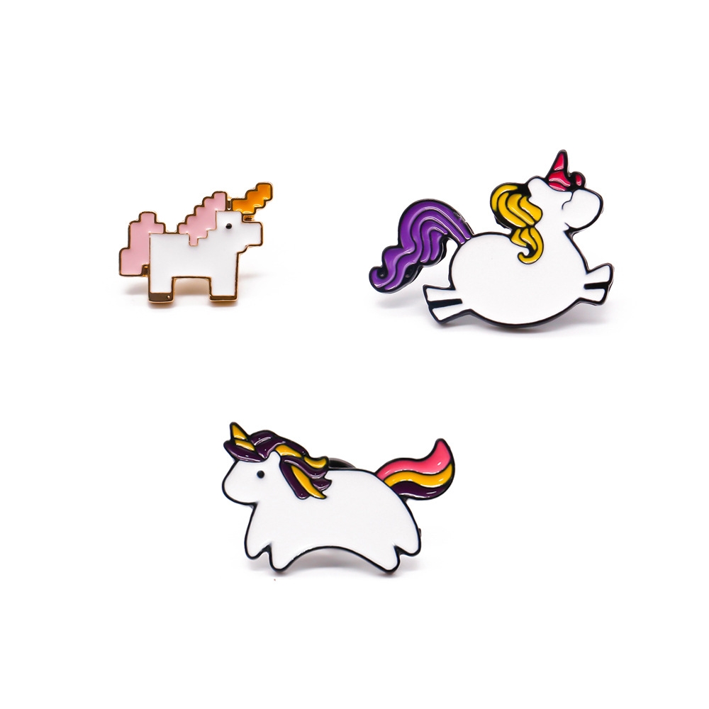 卡通胸针彩虹可爱梦幻独角兽小马胸针徽章别针服装包包配饰防走光