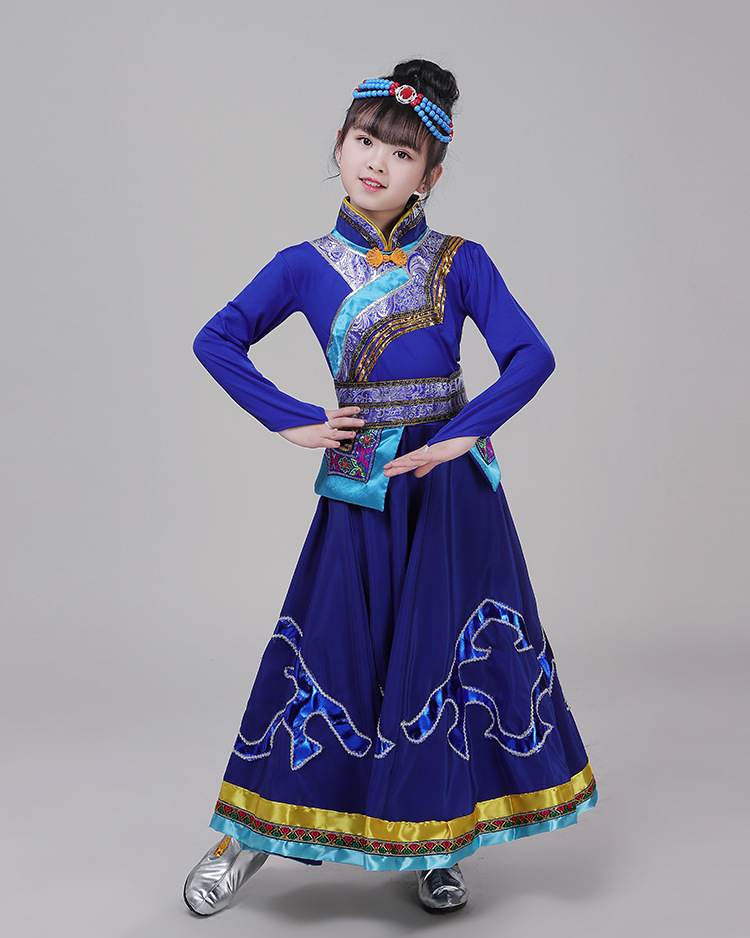 2020年新款少数民族蒙古族服装女内蒙舞蹈表演顶碗舞儿童演出服饰