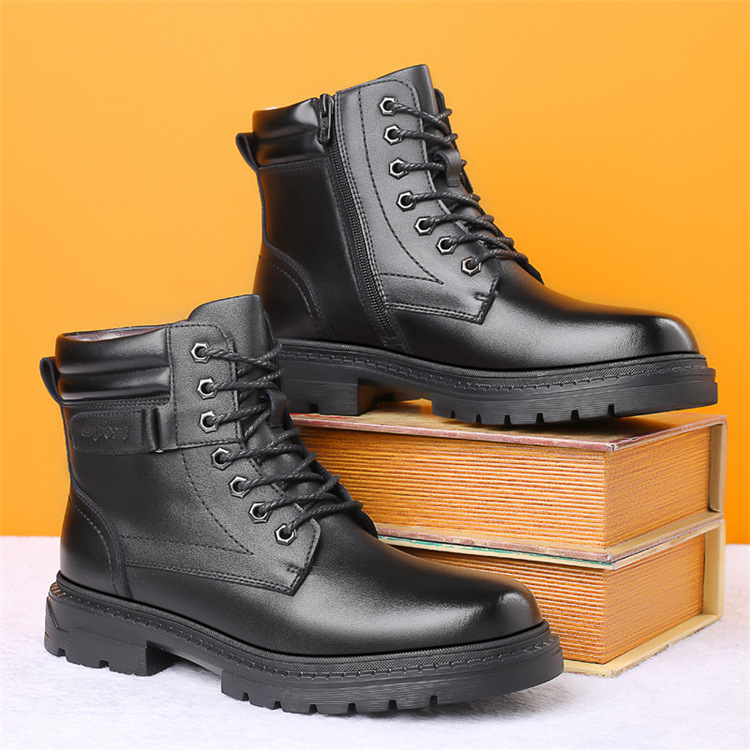 2021 New Korean Style Comfortable Winter Men's Shoes Soft Bottom High-Top Shoes Fleece Lined Padded Warm Keeping Wool Dr. Martens Boots