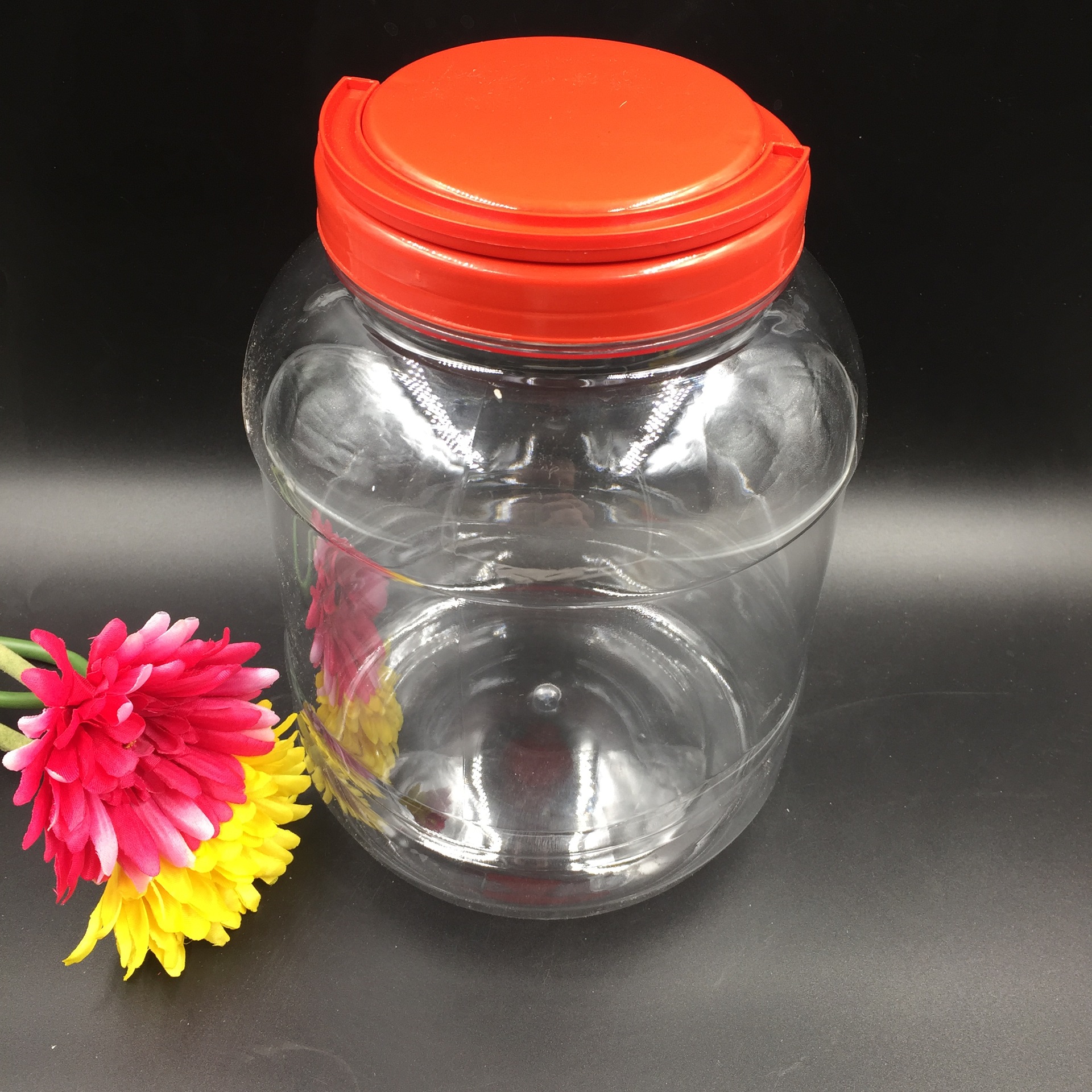 供应pet透明塑料食品罐子 塑料广口瓶零食爆米花罐子可定制铝拉盖