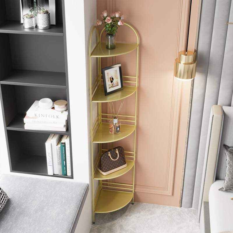 卧室转角置物架客厅厨房卫生间落地三角铁架多层铁艺拐角收纳架