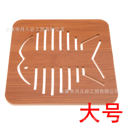 Kitchen Bamboo Hollow Wooden Coaster Thickened Cartoon Heat Proof Mat Dining Table Cushion Non-Slip Pot Mat Bowl Mat Dish Mat