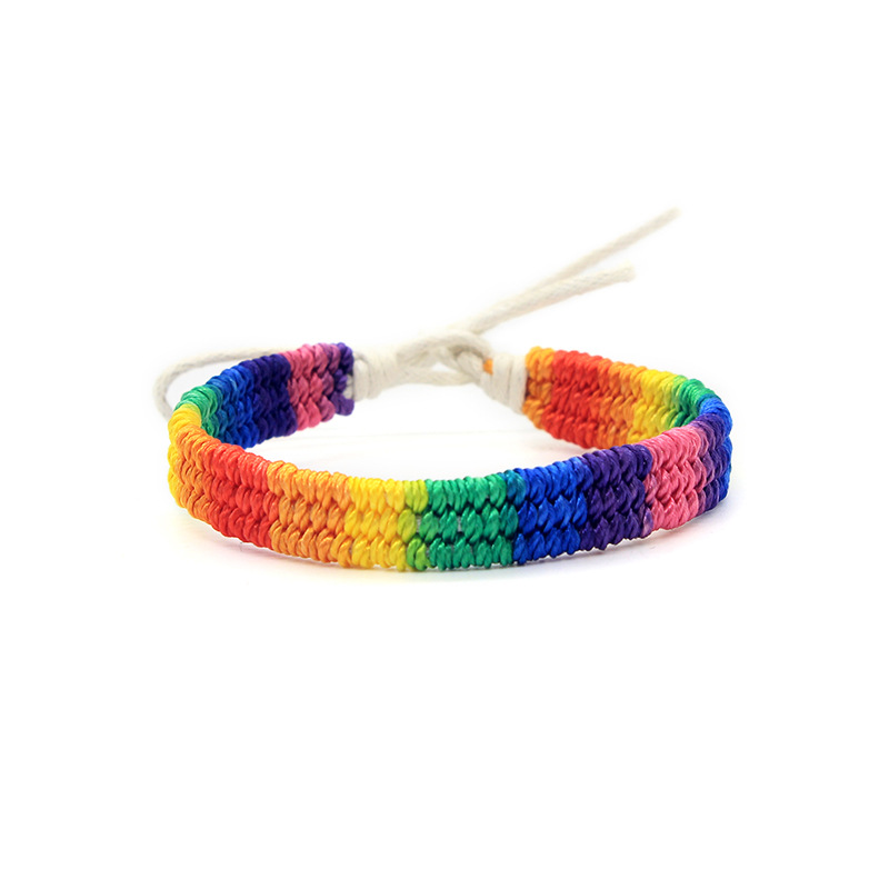 Cross-Border Hot Selling Hand-Woven DIY Basic Rainbow Multicolor Unisex Bracelet Nepal Friendship Carrying Strap