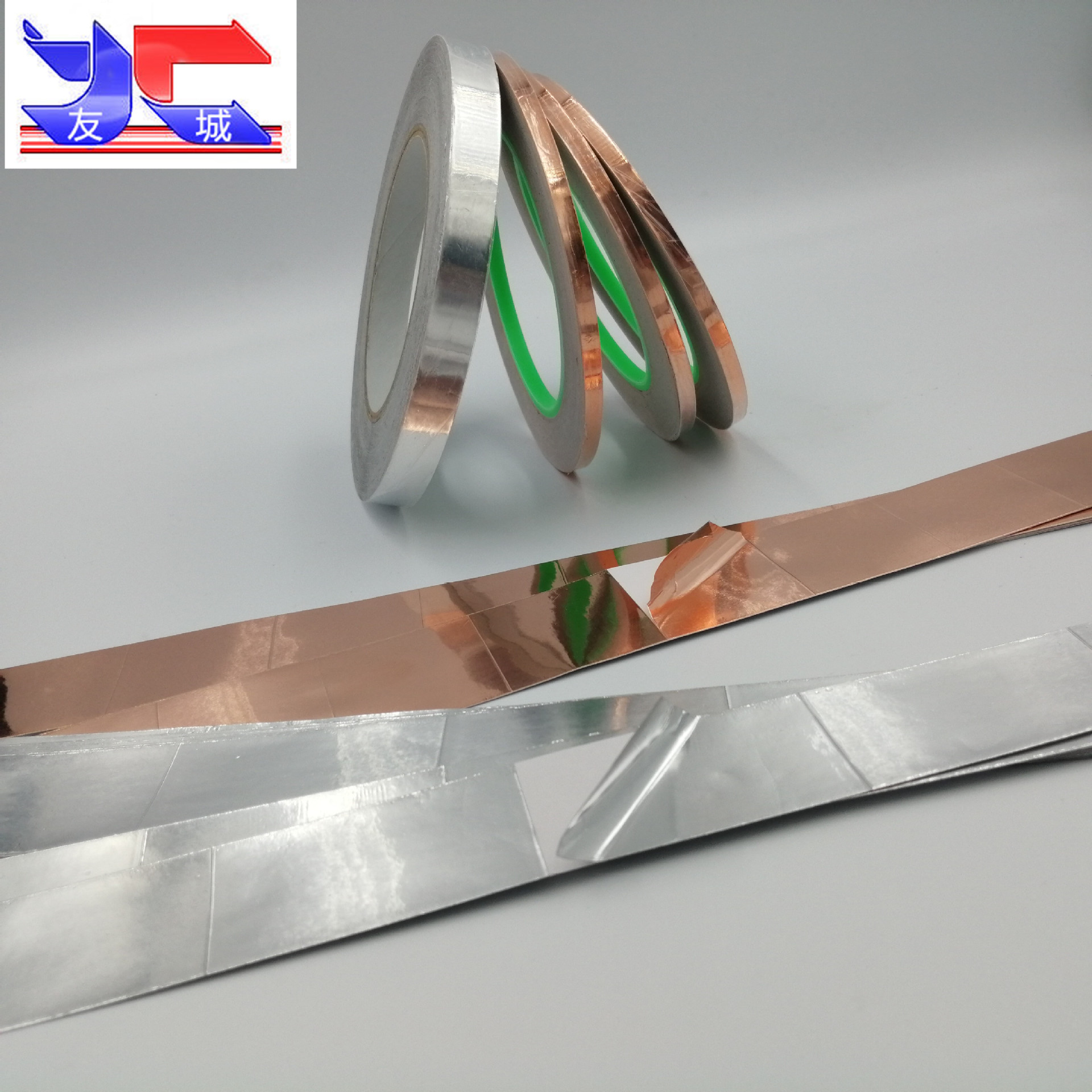 圆形自粘屏蔽导电触摸纯铜箔贴片 背胶镀锡电解单导双导铝箔垫片