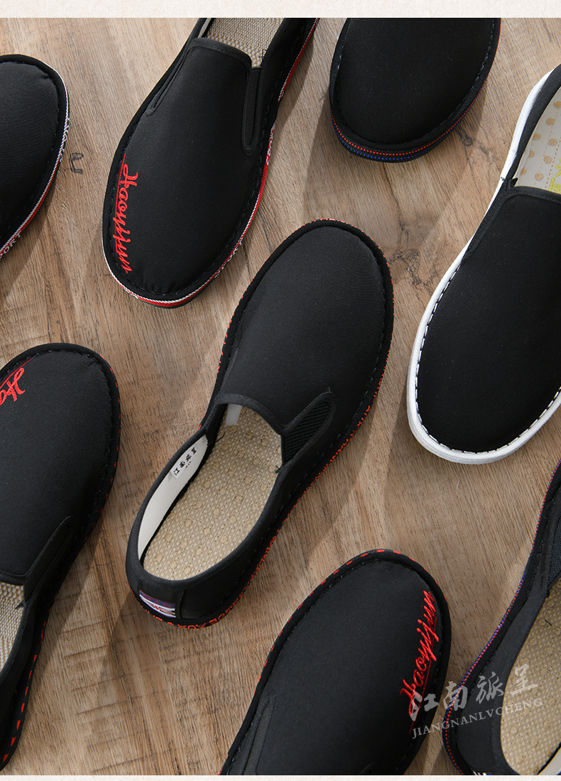 西山布鞋男套脚休闲百搭休闲鞋一脚蹬懒人鞋软底帆布鞋老北京批发