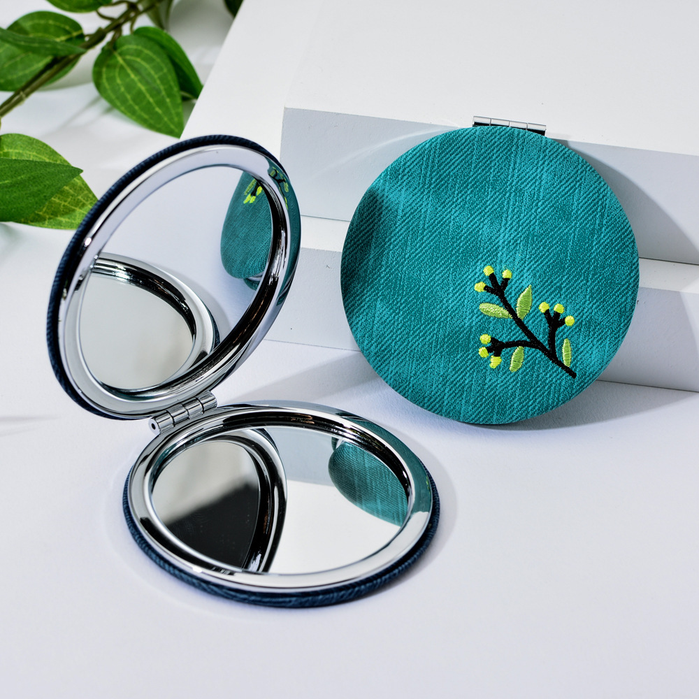 厂家直供创意礼品定制双面麻布折叠清晰化妆镜时尚小镜子