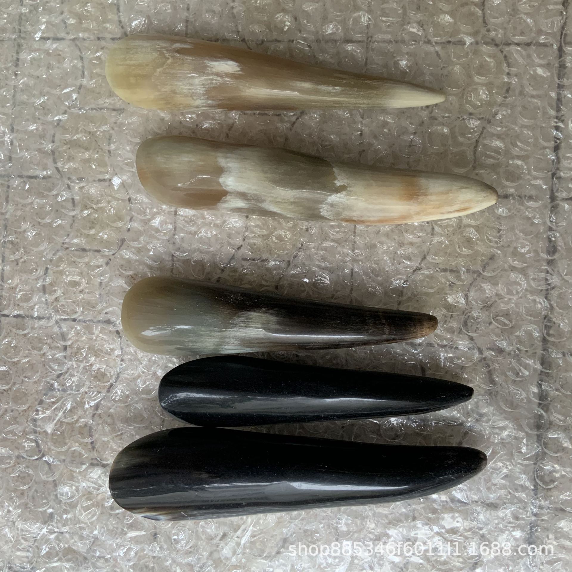 天然水牛角黄牛角黑牛混色精品实心牛角尖穴位棒随形牛角尖