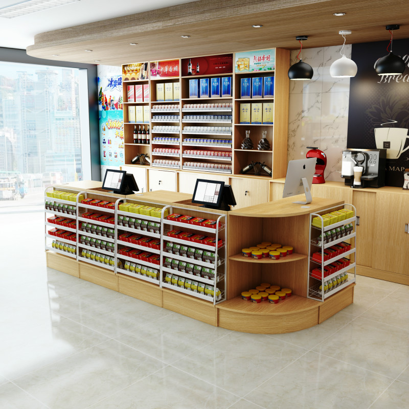 便利店收银台烟酒柜组合母婴店药店转角超市收银柜台烟柜台烟柜