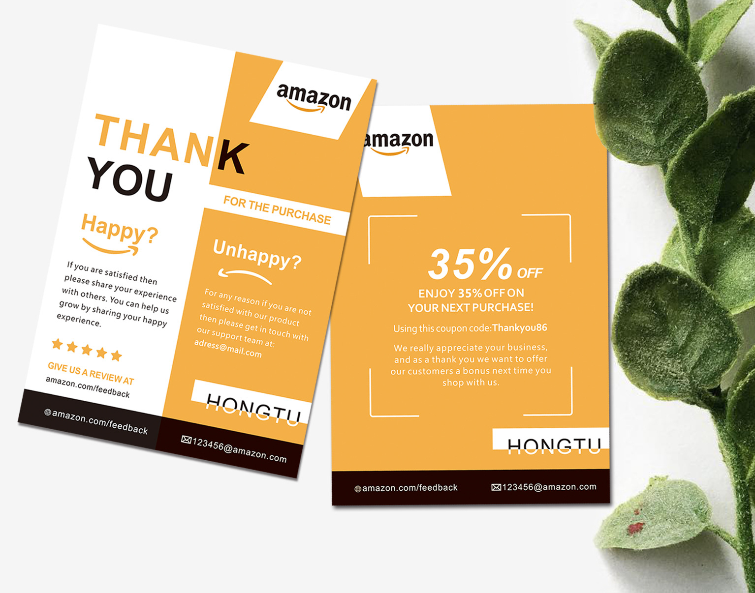 索评亚马逊售后卡好评卡英文免费设计定制印刷小感谢卡片ebay