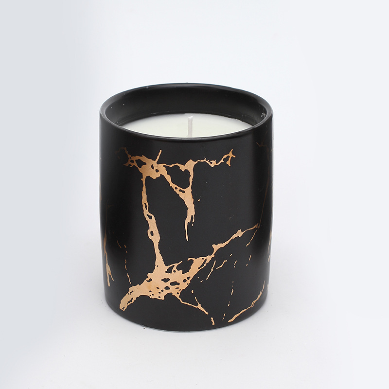 Creative Plant Coconut Wax Marble Ceramic Cup Hand Gift Pattern Ceramic Cup Customized Processing Aromatherapy Candle Gift Box