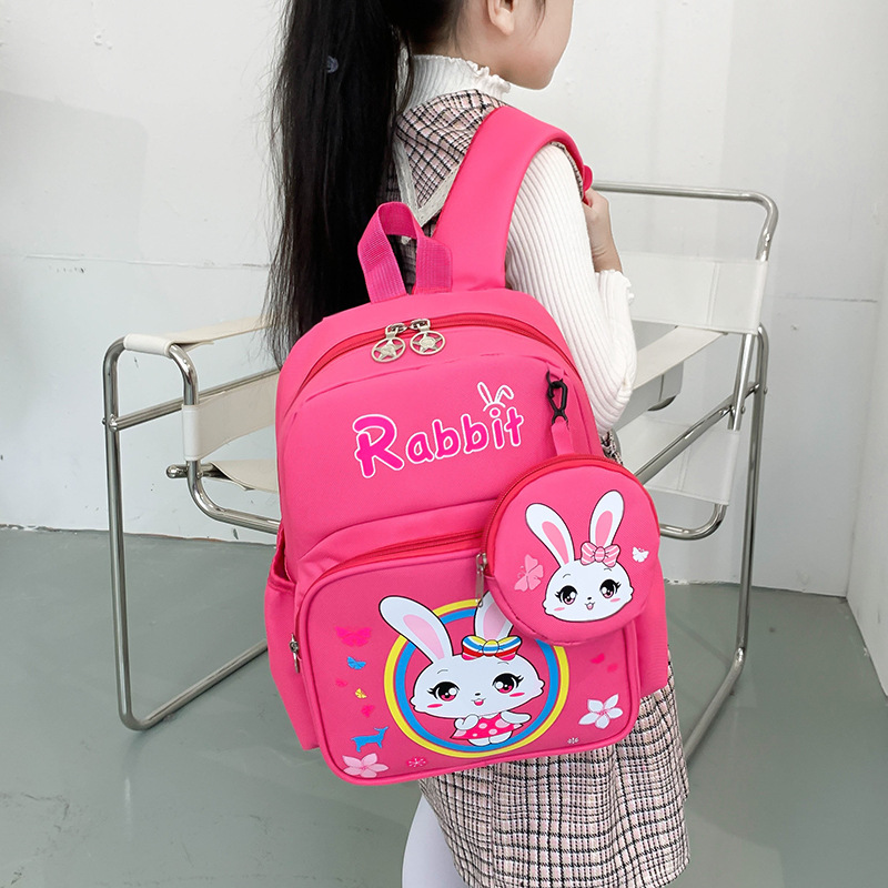 Elementary School Student Book Bag with Coin Purse Children Printed Schoolbag Cute Cartoon Children's Spine Protection Schoolbag