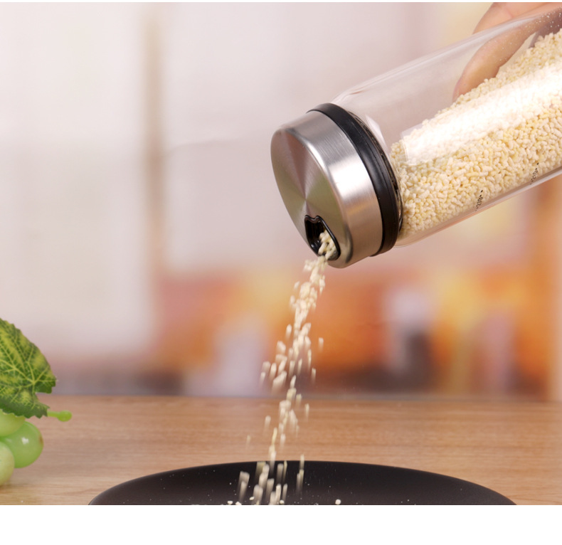 高硼硅旋转撒粉调料瓶大容量厨房用品耐热玻璃烧烤孜然胡椒撒粉罐