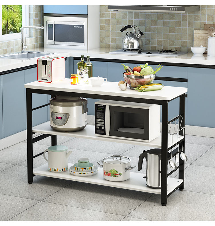 厨房置物架切菜桌家用收纳架落地多层架微波炉架储物操作台面定制
