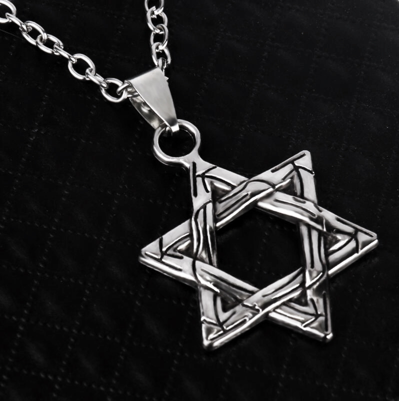 Zhang Jie Same Style Hexagram Necklace Men's Fashion Hip Hop Necklace Pendant Long Accessories Fashion Ornament with 70cm Chain