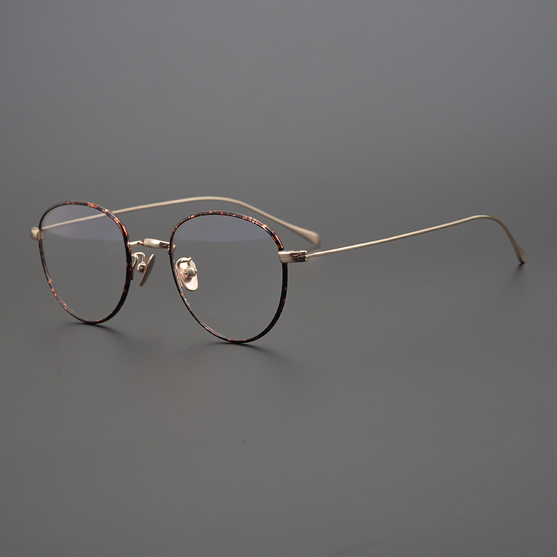日单小众文艺细边金丝眼镜超轻全钛复古优雅潮眼镜框男女瘦脸型