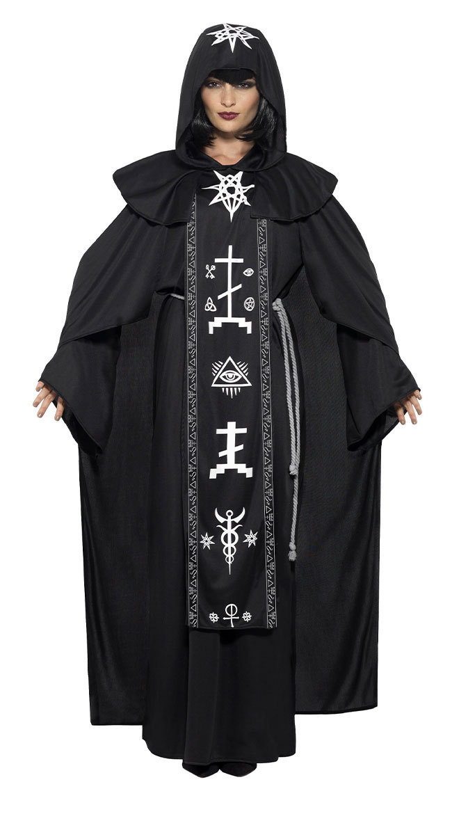 万圣节服装黑色女魔法师长袍角色扮演欧洲宫廷恐怖巫师吸血鬼萨坦