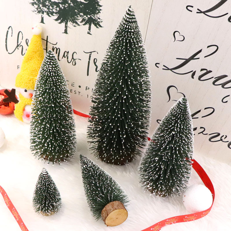 Christmas Mini Snow Flocking Pine Tree Christmas Decoration Emulation Christmas Tree Crafts Shengfa Factory Direct Sales