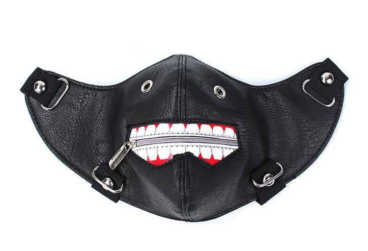朋克皮面具夜店酒吧蹦迪潮人拉链嘴巴口罩个性摩托机车非主流面罩