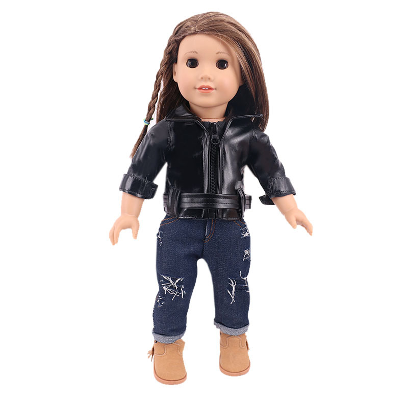 18寸美国女孩娃娃夹克衣american girl娃娃皮衣系列套装厂家直发