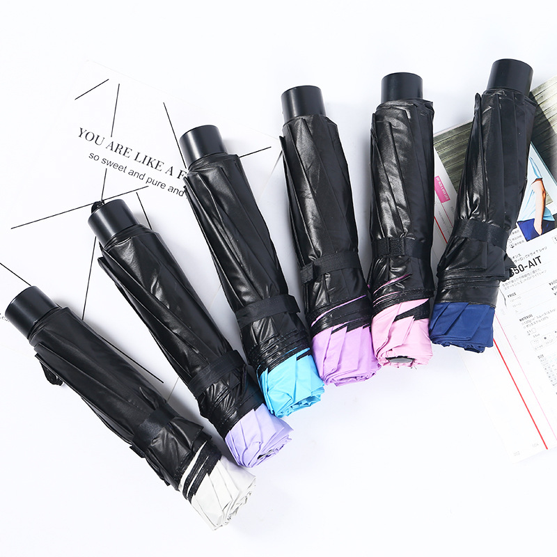 Durable 10 Shares Black Rubber Umbrella Korean Ladies Rain Or Shine Dual-Use Umbrella Creative Gift Umbrella in Stock Wholesale