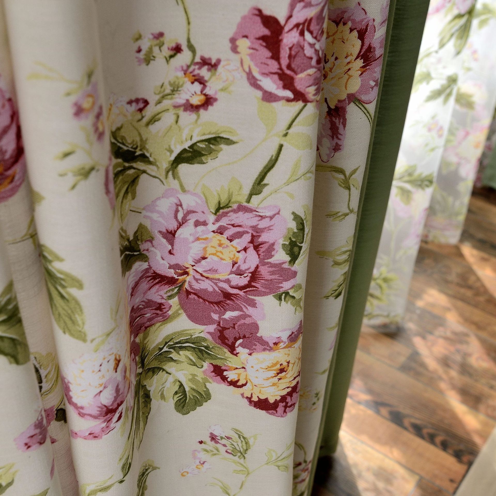 美式乡村棉麻田园花鸟窗帘客厅卧室阳台半遮光窗帘布料