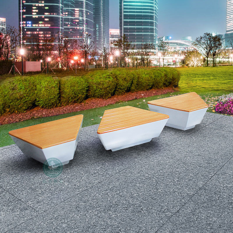 创意三角形玻璃钢休闲椅户外公园美陈休息座椅商业街售楼部拼坐凳