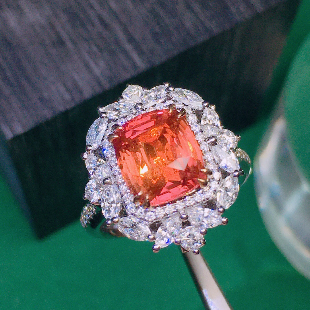 帕帕拉恰日落橙色调天然无烧帕帕拉恰蓝宝石两用款附国际证书