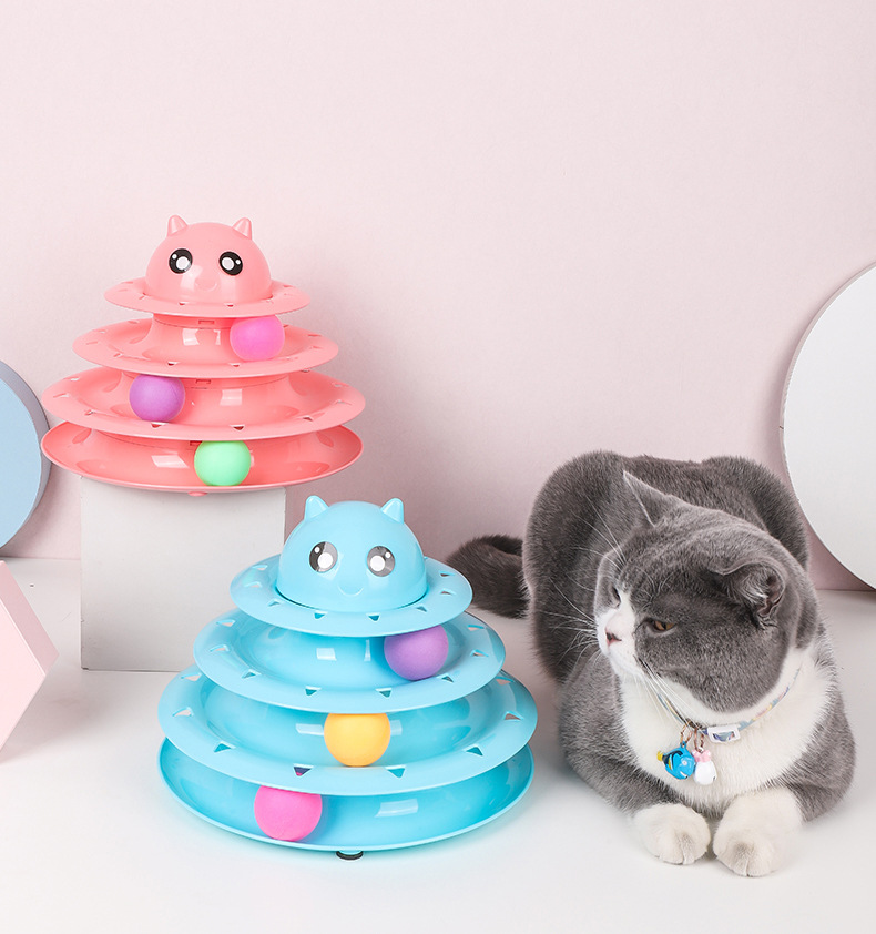 猫玩具3层圆形猫转盘宠物游乐转盘猫咪自嗨神器猫球宠物用品