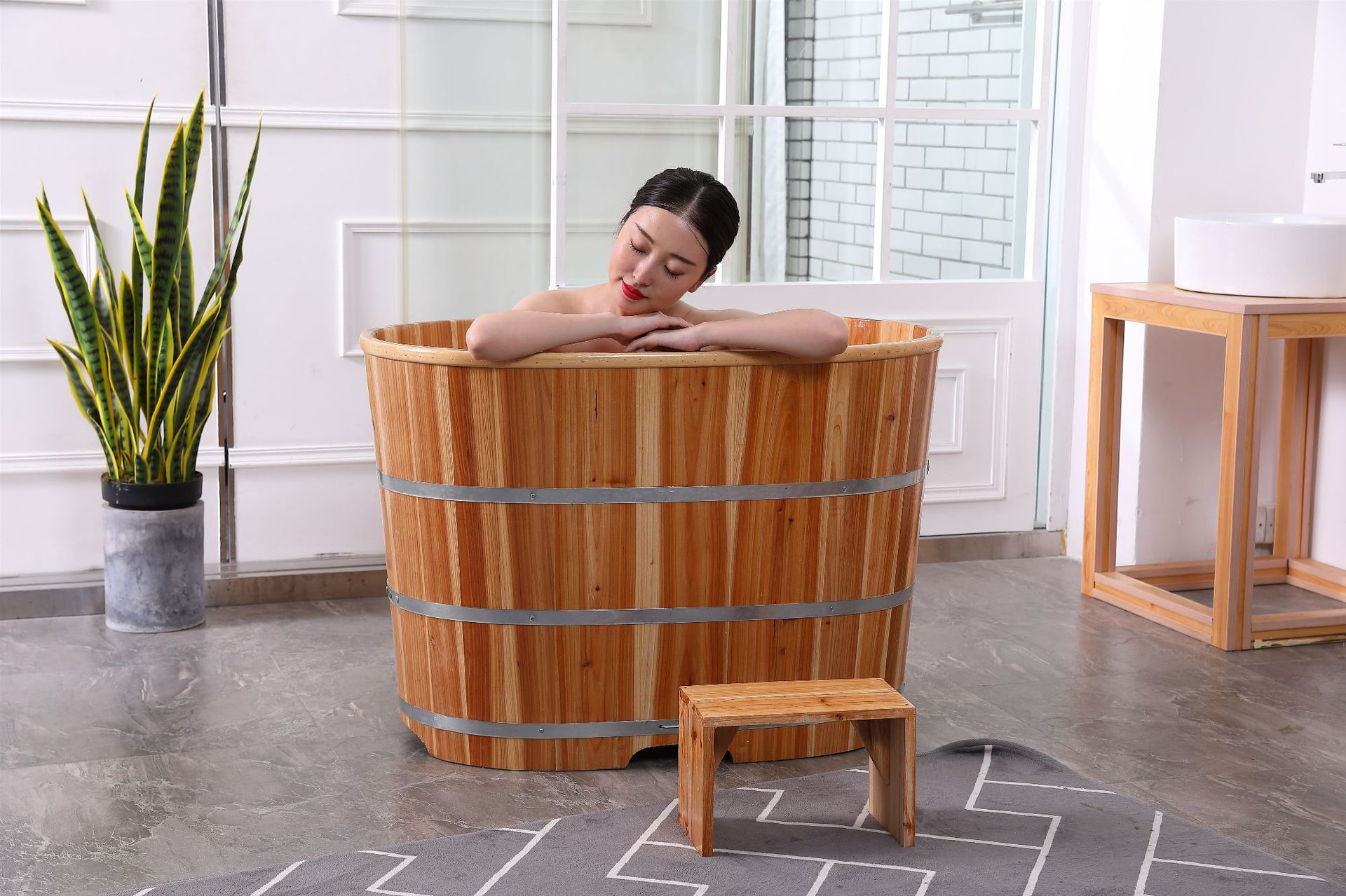 高水位浴桶大人家用全身泡澡桶木桶成人洗澡桶沐浴桶儿童浴盆浴缸