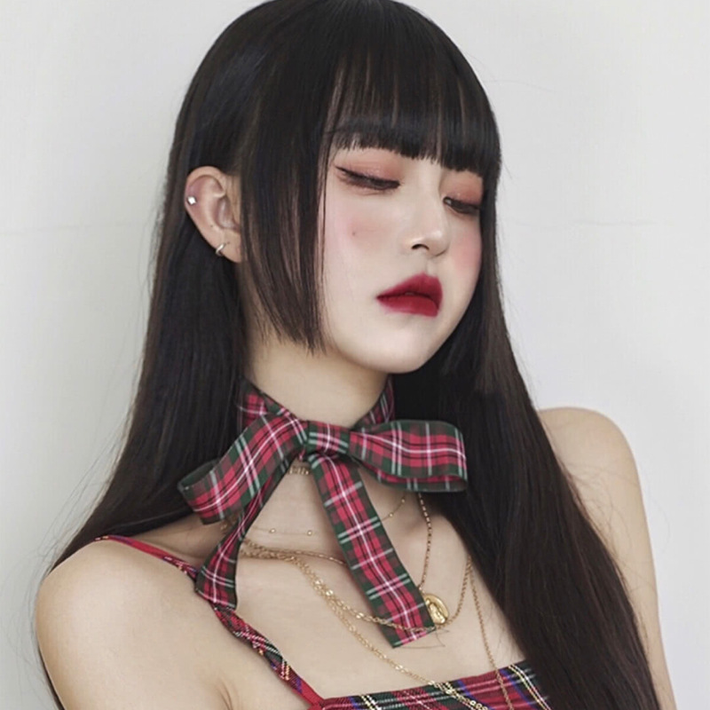 日韩假发女长直发姬发式三刀平水母头日系整顶自然空气刘海假头套