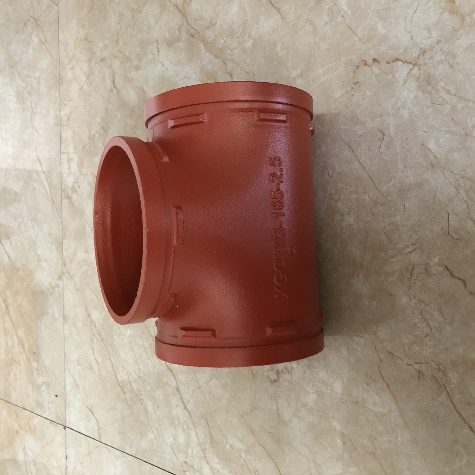 厂家直销红色三通沟槽式管件 正三通球墨铸铁钢性材质正三通