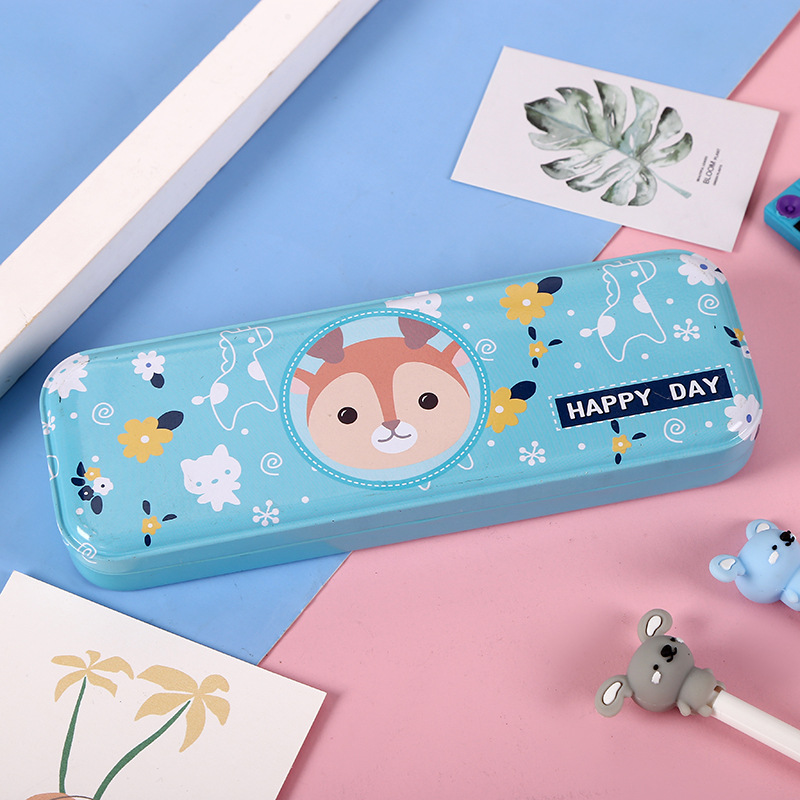 卡通马口铁笔盒儿童动漫卡通文具盒迷你韩式铅笔盒复古双层笔盒