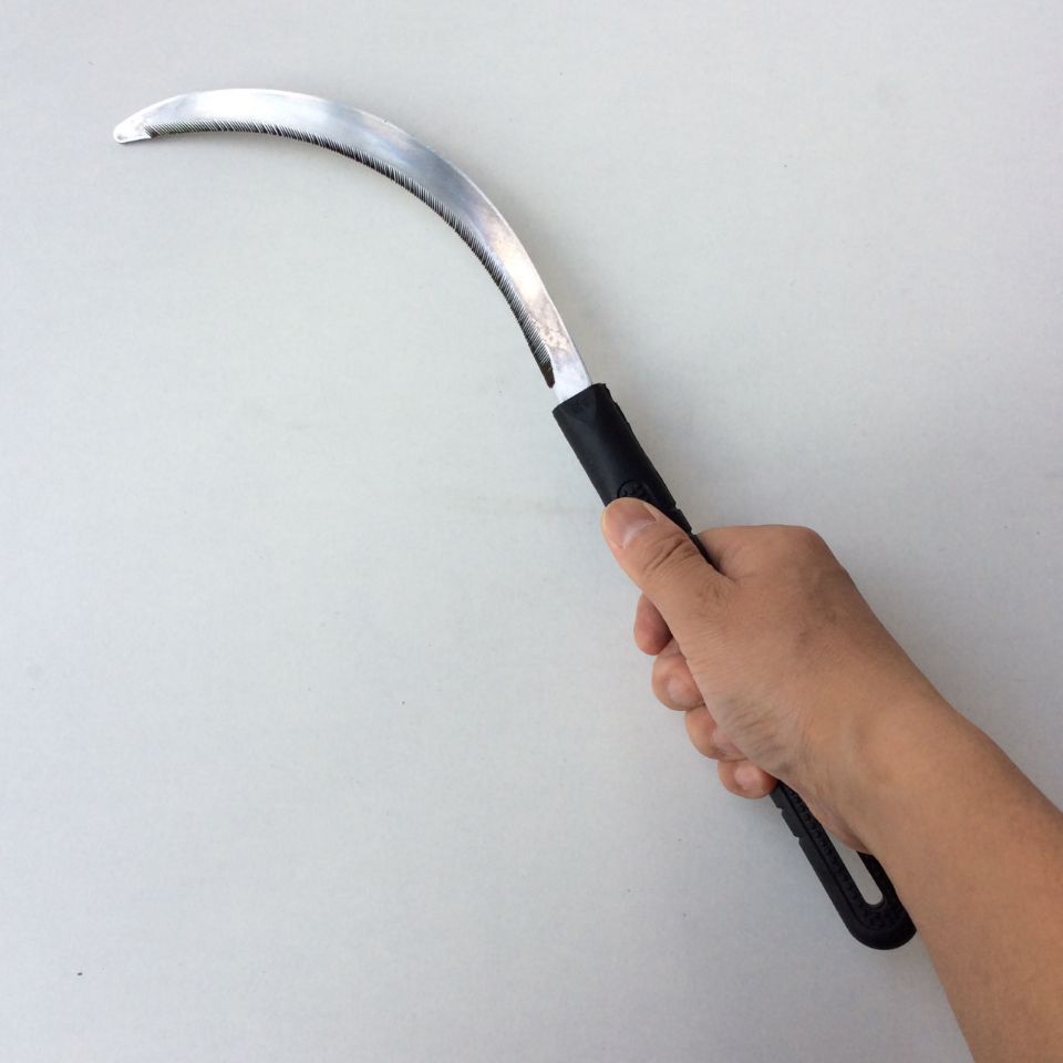 黑胶柄锯镰塑钢禾镰建筑排栅扎篾割刀工地胶篾切割刀稻谷收割镰刀