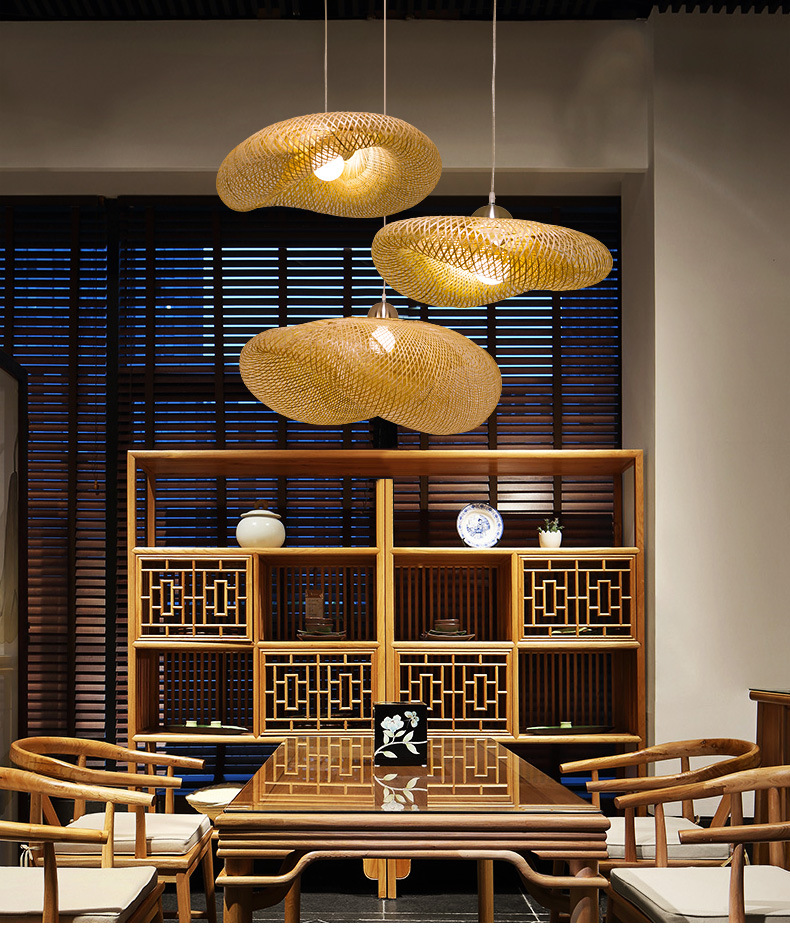 竹编吊灯民宿茶楼饭店餐厅火锅店日式禅意手工编织东南亚竹艺吊灯