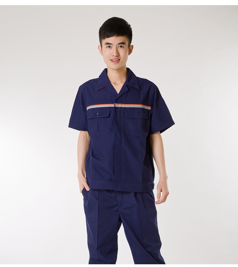 夏季反光劳保服厂服定做 车间工作服短袖套装定制logo