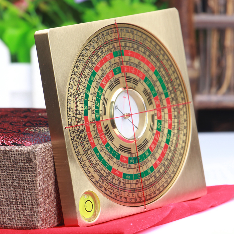 尚缘厂家批发实心纯铜方罗盘阴阳罗盘指南针量具铜罗盘2029