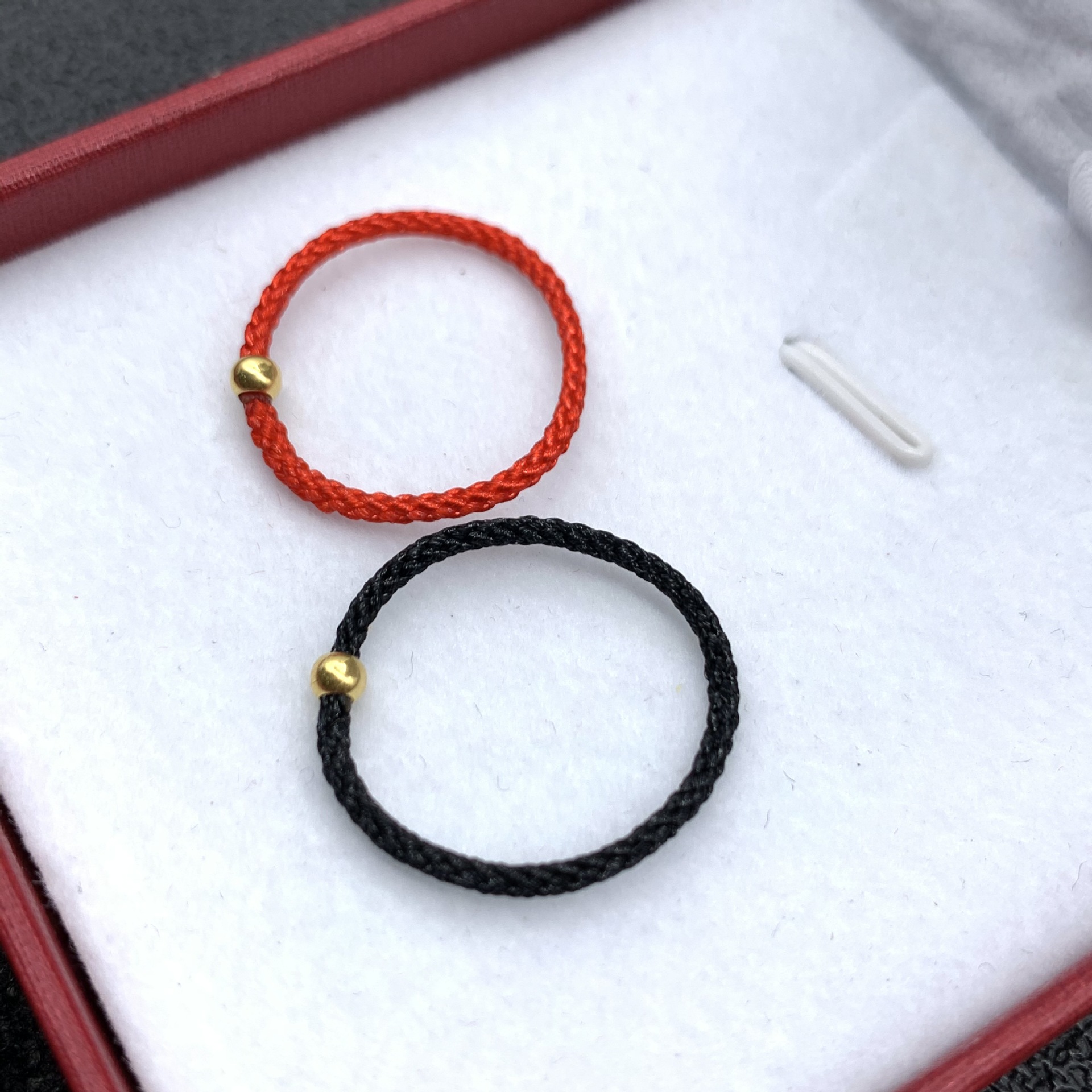 18k金小金珠红绳编织金豆豆 抖音同款黄金转运珠戒指女情侣闺蜜