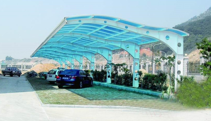 新品铝合金膜结构车棚 钢结构停车棚 美观大方 价格低 赶紧订购吧