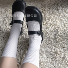 日系女棉袜双针细竖条JK制服袜学生中筒半截袜小腿袜堆堆袜20cm