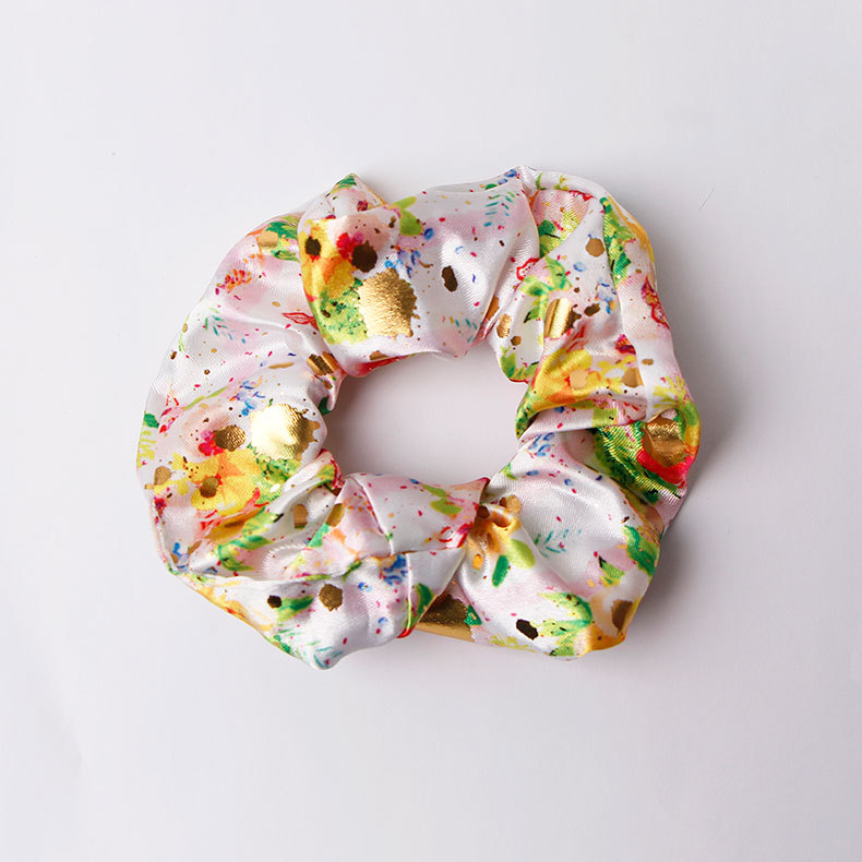 思蜜丝猪大肠发圈复古法式简约头绳女皮筋印花肥肠发带厂家直销