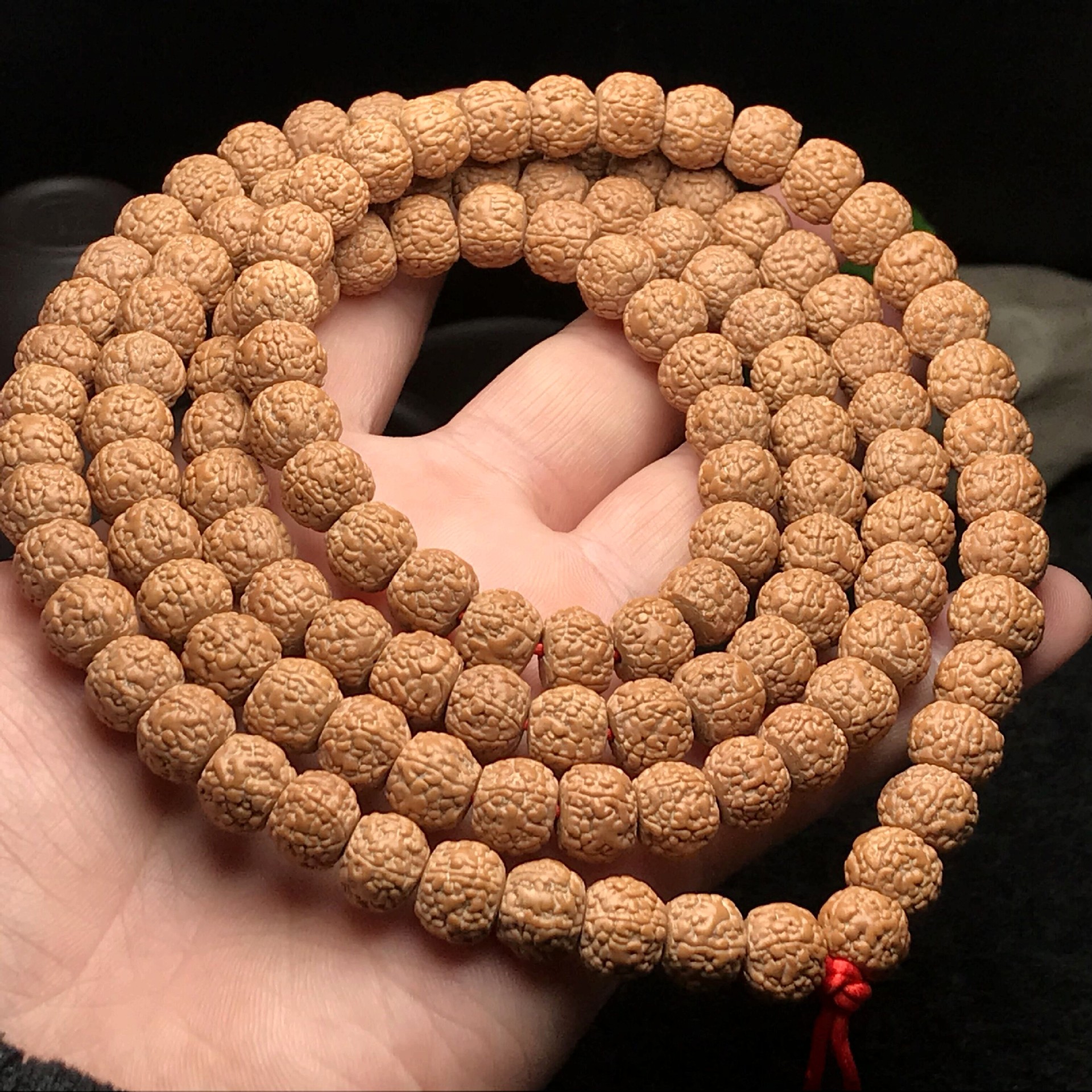 天然红皮五5瓣藏式龙鳞纹小金刚菩提108男女款手链