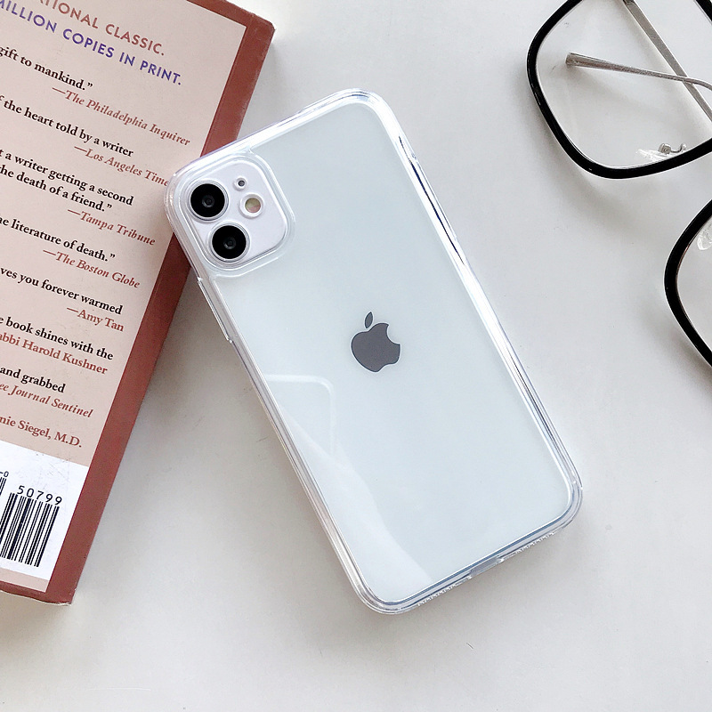 适用iphone13精孔透明玻璃手机壳防摔iphone12pro套啤玻璃手机壳