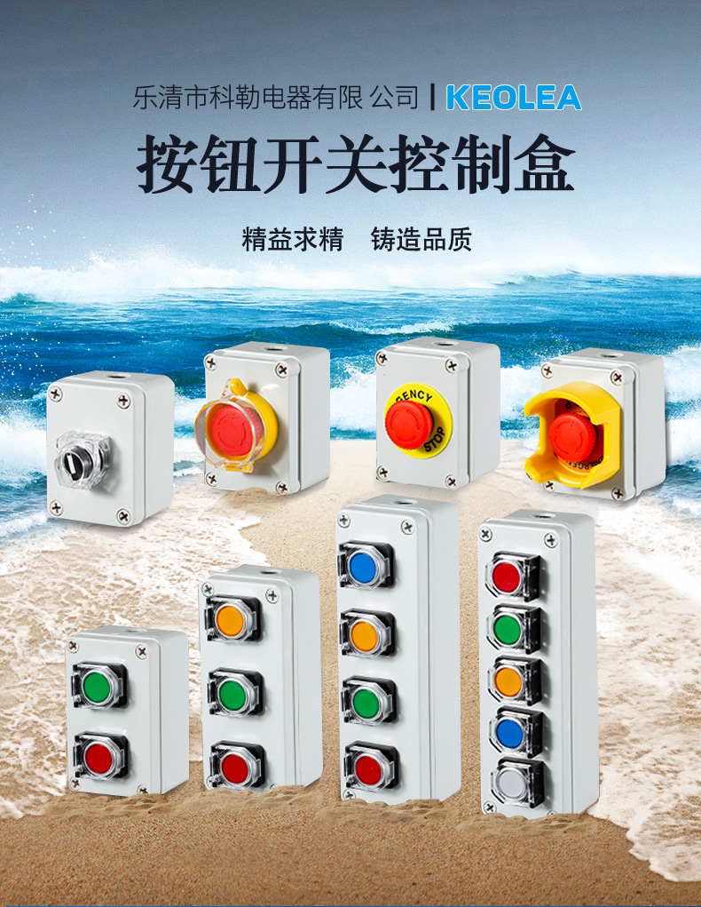 塑料按钮盒急停启动按钮盒就地现场防水按钮箱工业按钮开关控制盒-阿